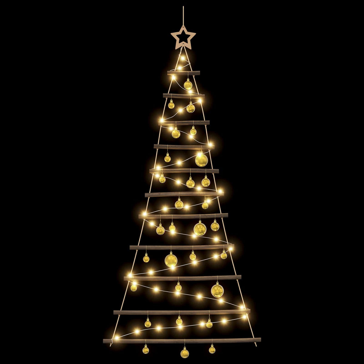 Hangende kerstboom met ballen 150 cm 80 LED's Warmwit