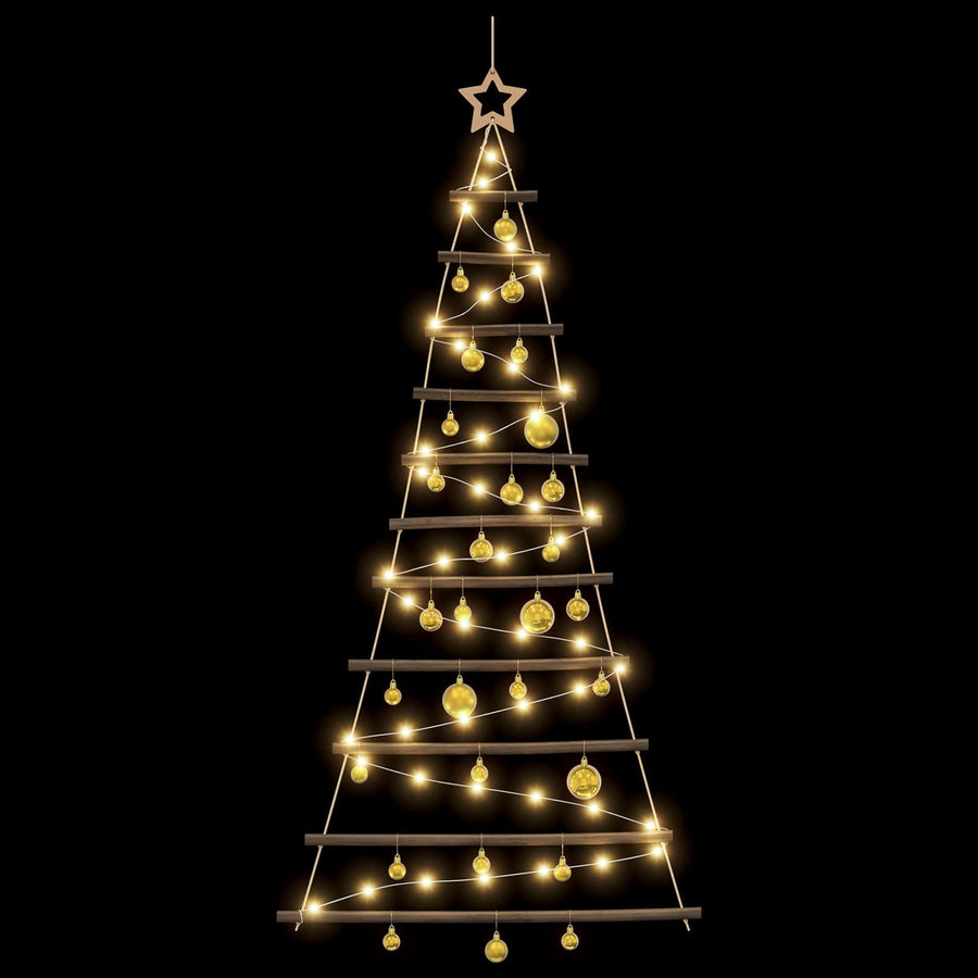 Hangende kerstboom met ballen 150 cm 80 LED's Warmwit