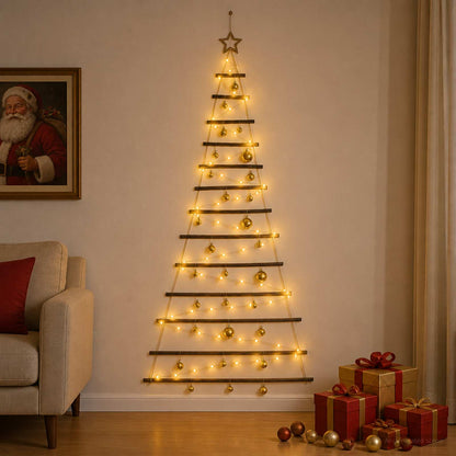Hangende kerstboom met ballen 180 cm 100 LED's Warmwit