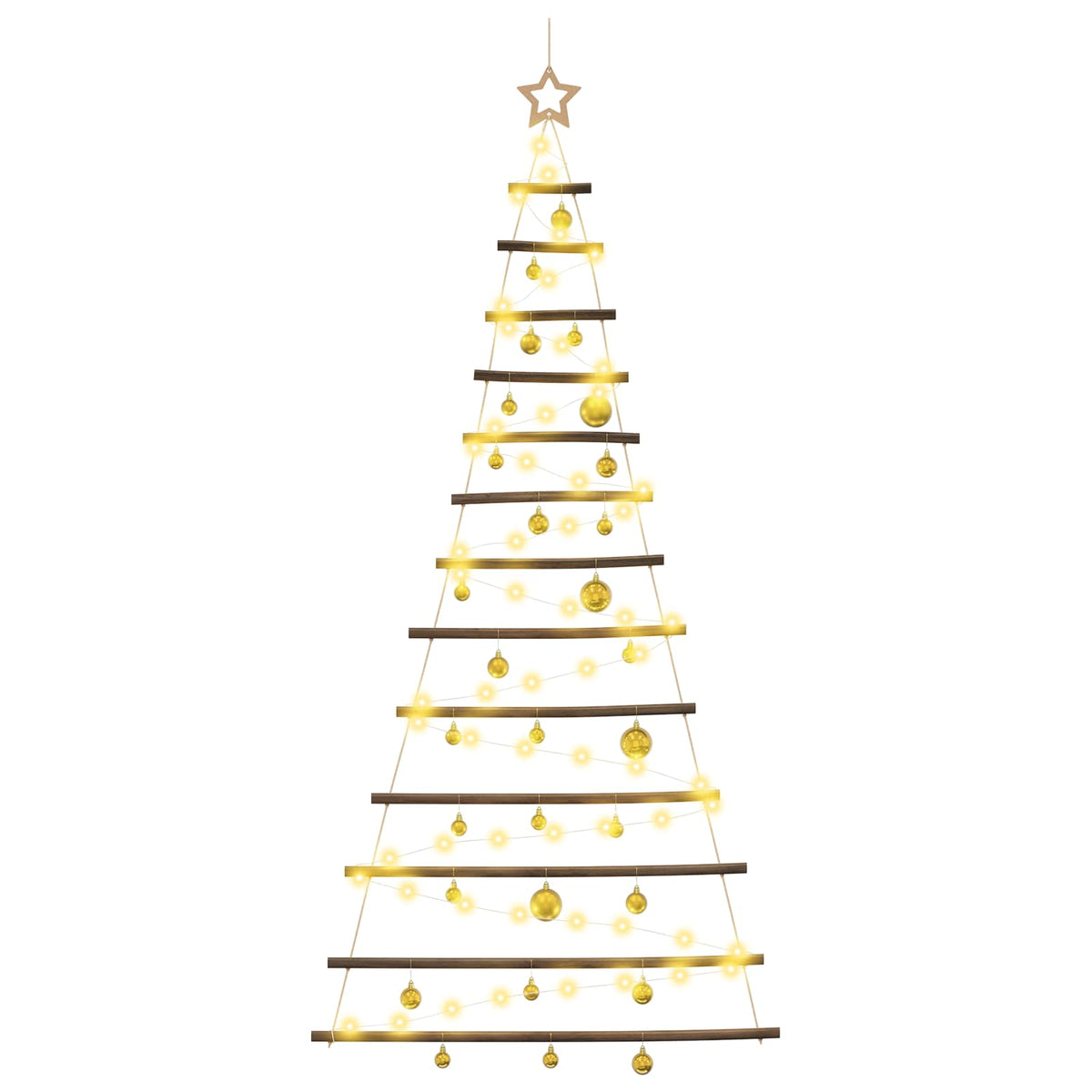Hangende kerstboom met ballen 180 cm 100 LED's Warmwit