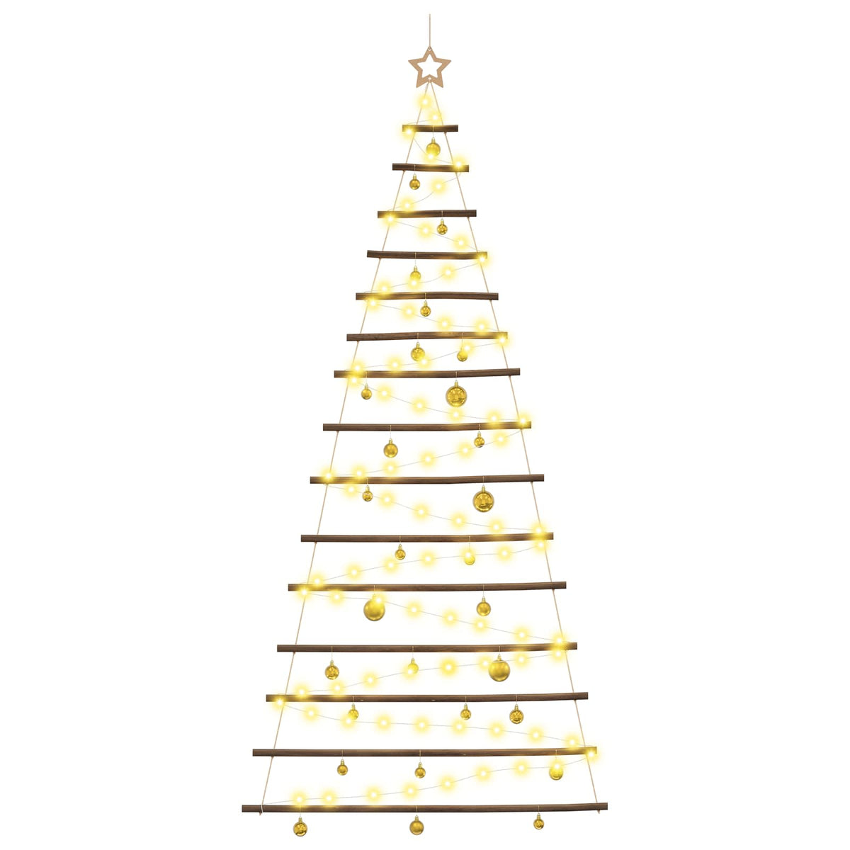 Hangende kerstboom met ballen 210 cm 130 LED's Warmwit