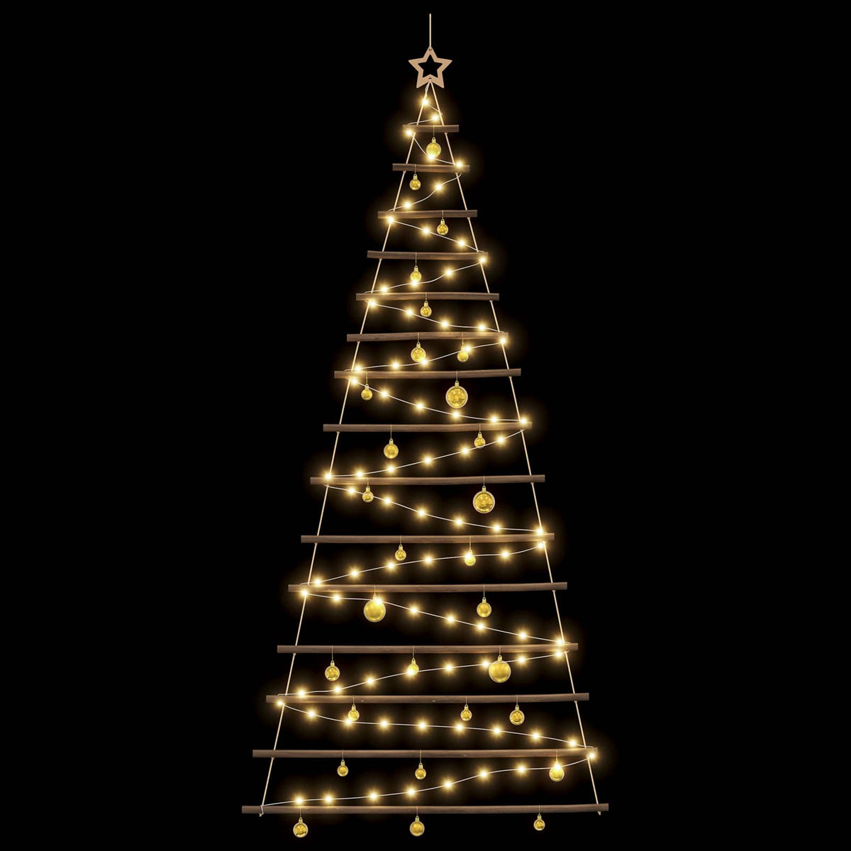 Hangende kerstboom met ballen 210 cm 130 LED's Warmwit