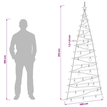 Hangende kerstboom met ballen 210 cm 130 LED's Warmwit