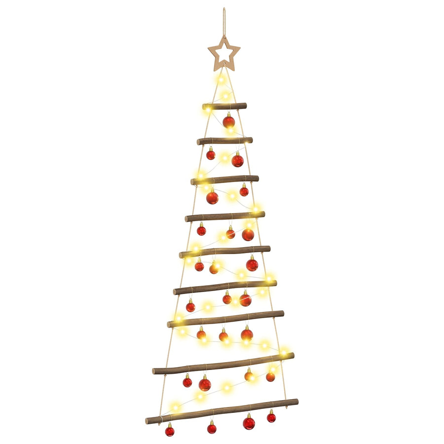 Hangende kerstboom met ballen 120 cm 50 LED's Warmwit