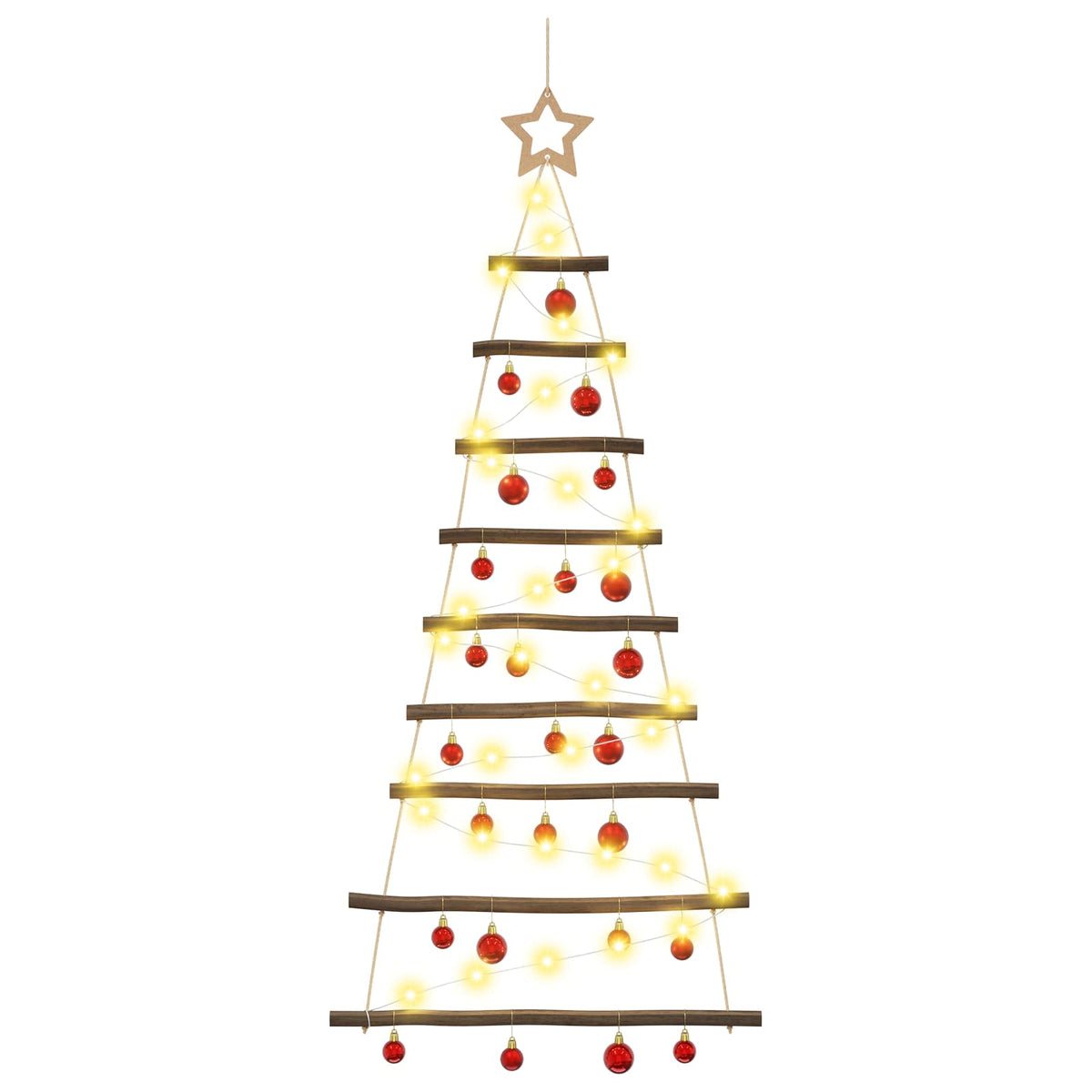 Hangende kerstboom met ballen 120 cm 50 LED's Warmwit