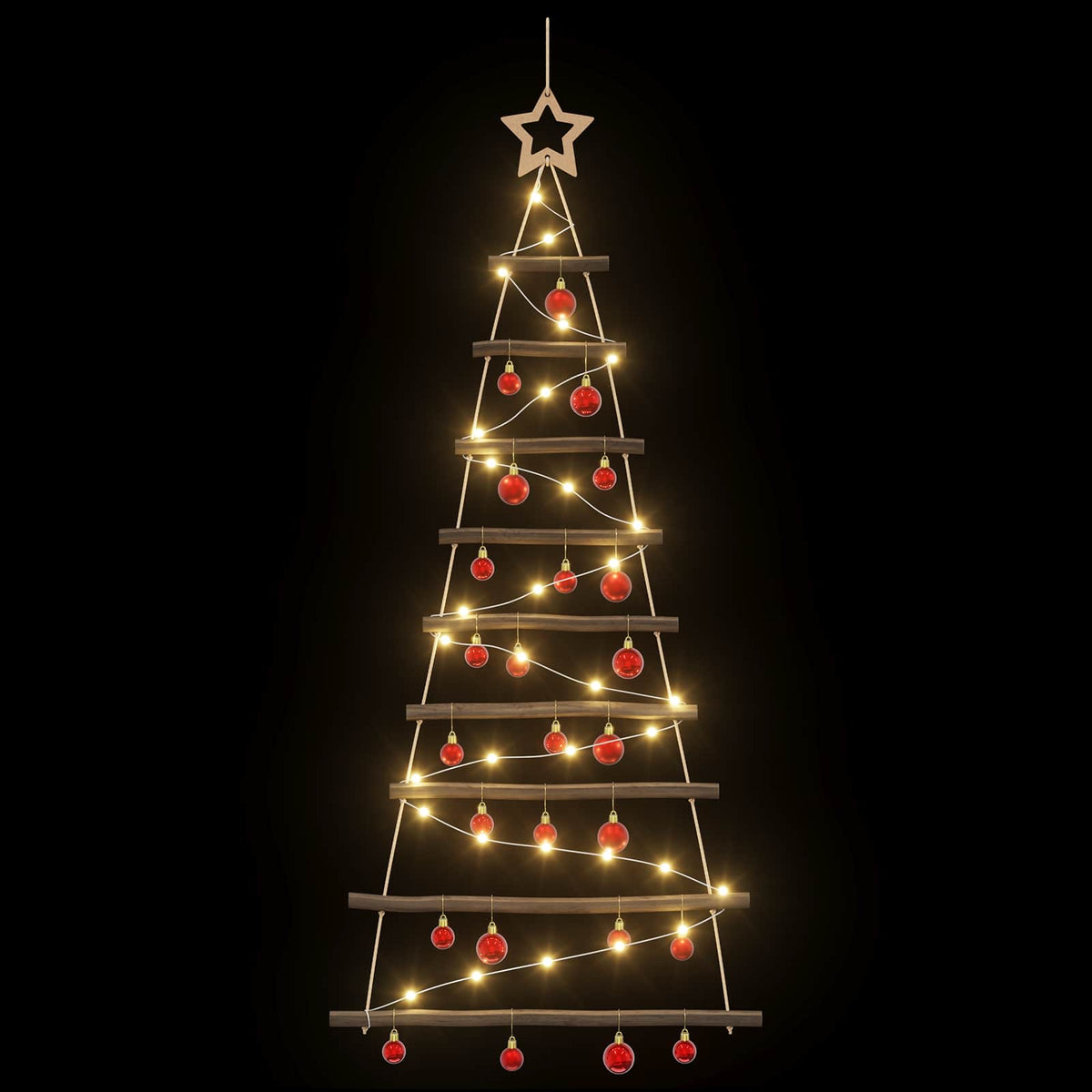 Hangende kerstboom met ballen 120 cm 50 LED's Warmwit
