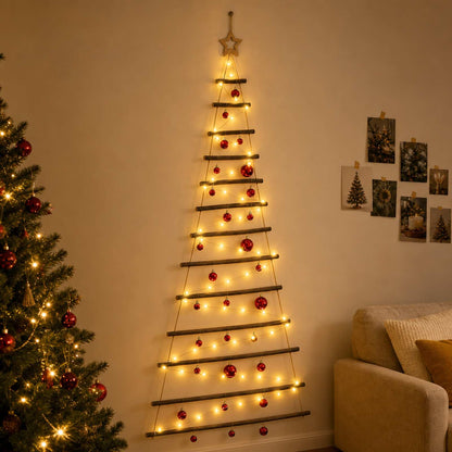 Hangende kerstboom met ballen 180 cm 100 LED's Warmwit