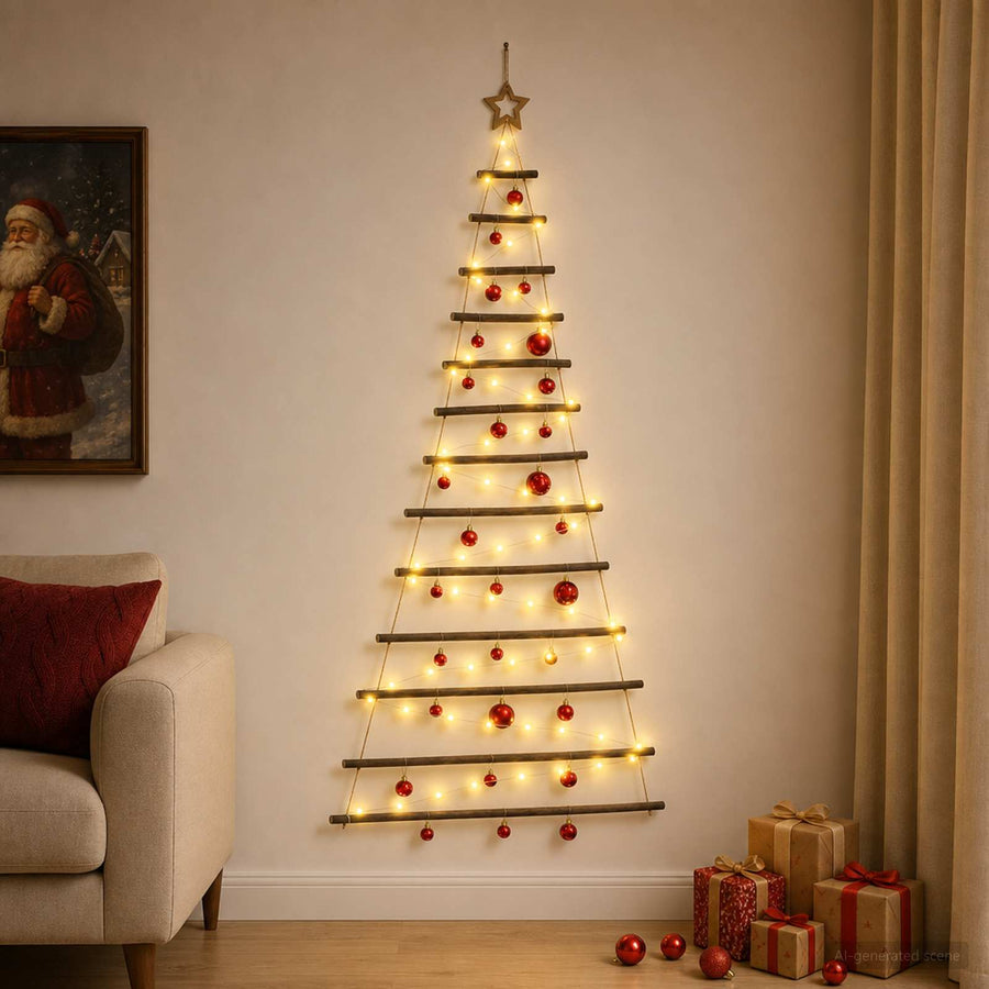 Hangende kerstboom met ballen 180 cm 100 LED's Warmwit