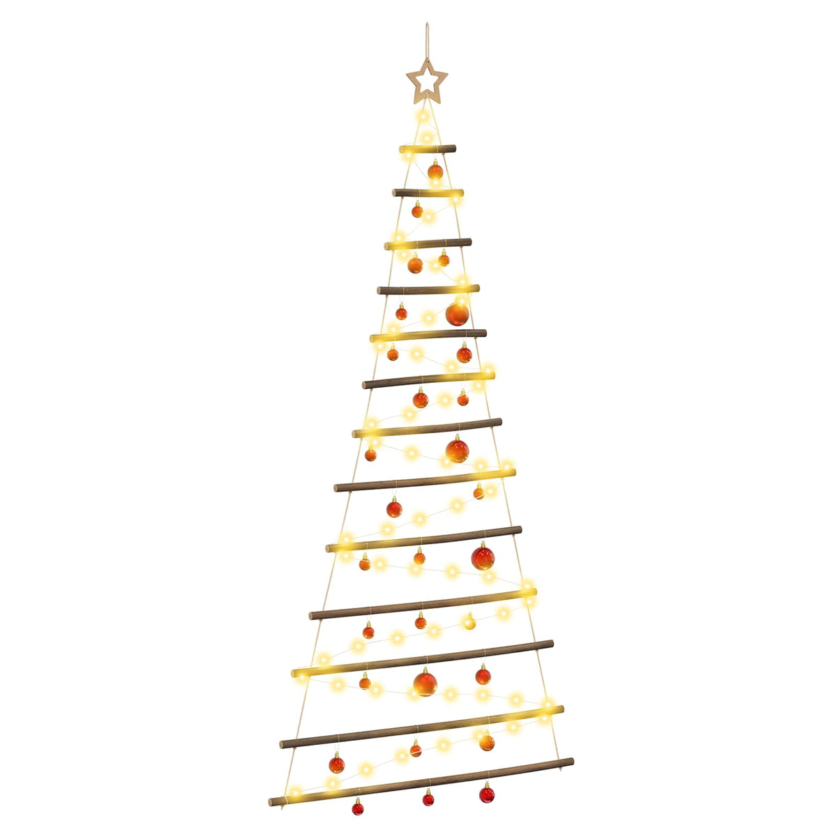 Hangende kerstboom met ballen 180 cm 100 LED's Warmwit