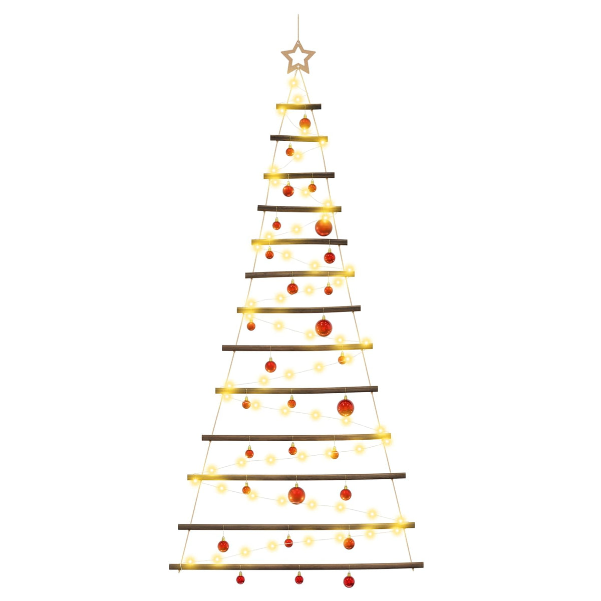 Hangende kerstboom met ballen 180 cm 100 LED's Warmwit