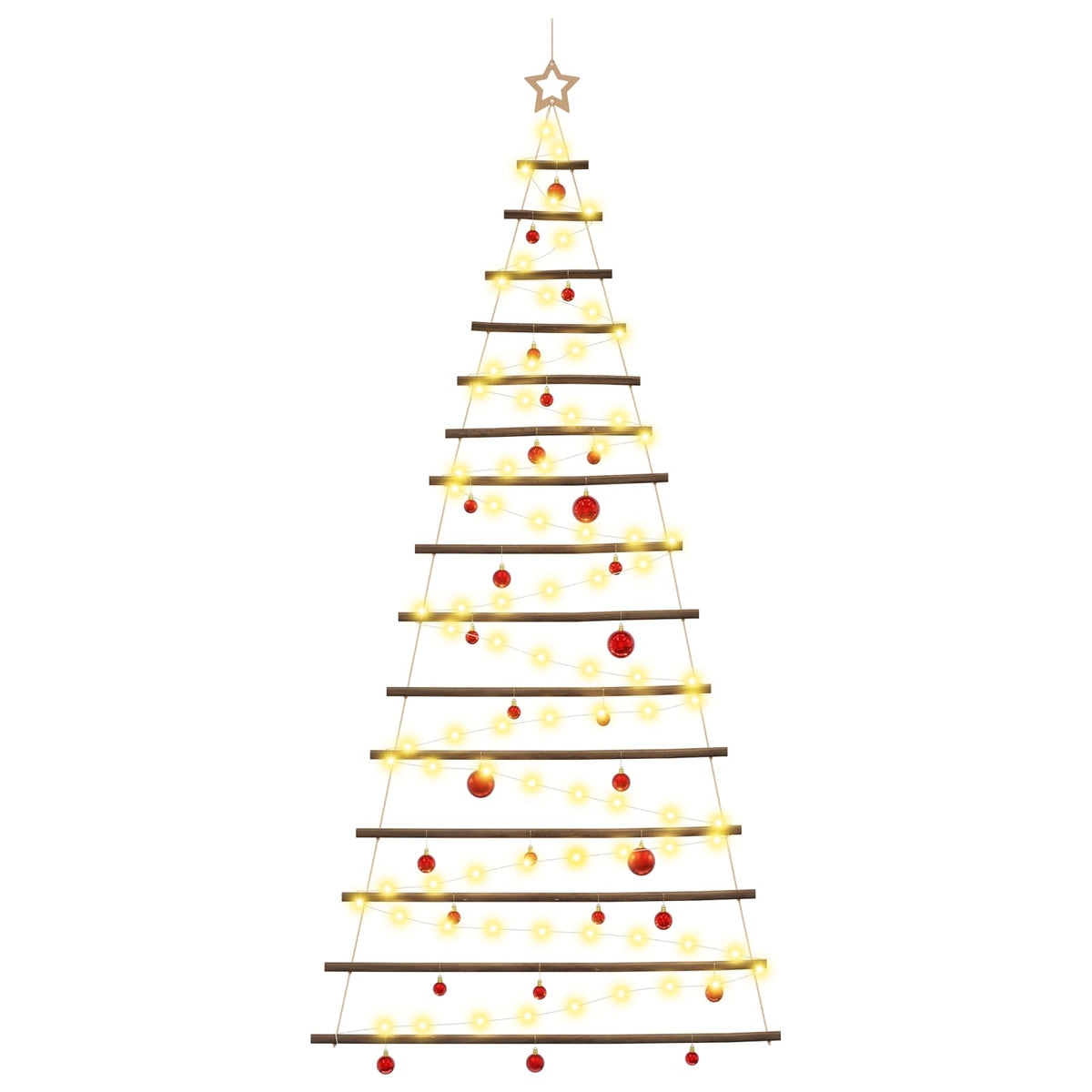 Hangende kerstboom met ballen 210 cm 130 LED's Warmwit