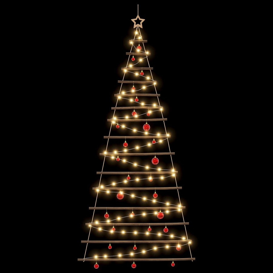 Hangende kerstboom met ballen 210 cm 130 LED's Warmwit