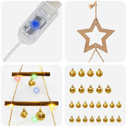 Hangende kerstboom met ballen 120 cm 50 LED's Meerkleurig
