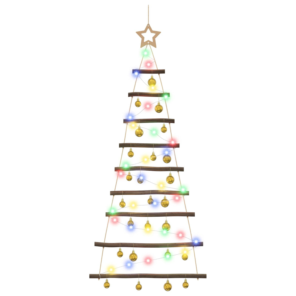 Hangende kerstboom met ballen 120 cm 50 LED's Meerkleurig