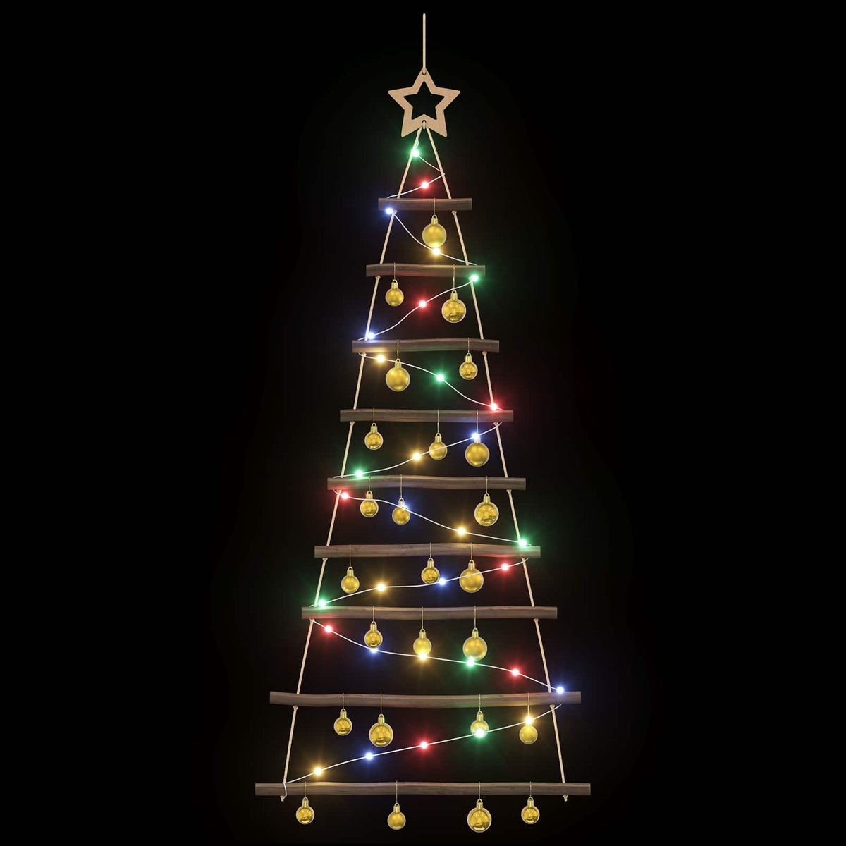 Hangende kerstboom met ballen 120 cm 50 LED's Meerkleurig