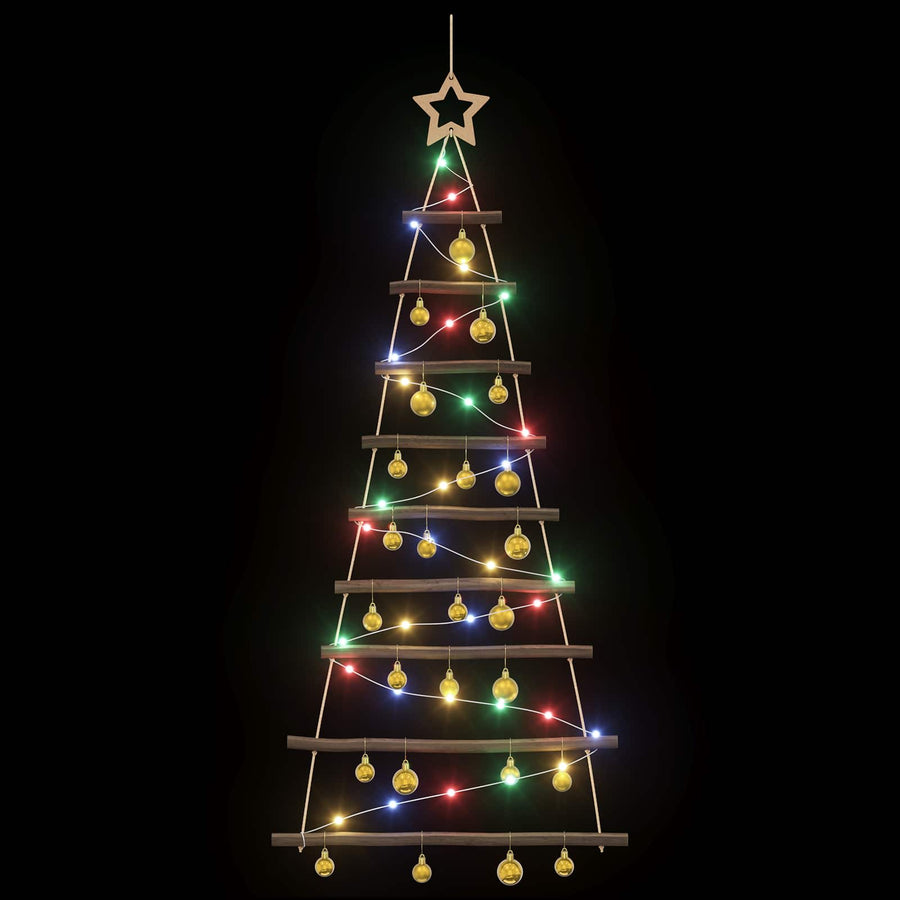 Hangende kerstboom met ballen 120 cm 50 LED's Meerkleurig