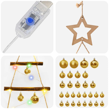 Hangende kerstboom met ballen 150 cm 80 LED's Meerkleurig