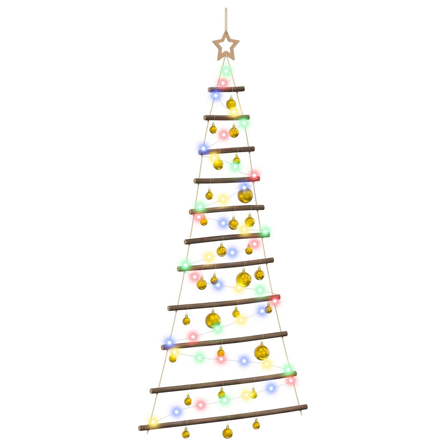 Hangende kerstboom met ballen 150 cm 80 LED's Meerkleurig