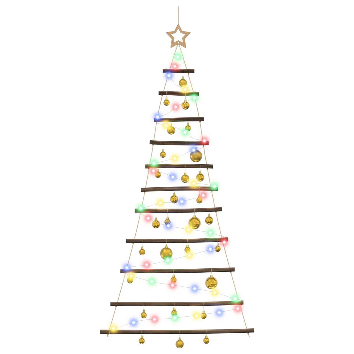Hangende kerstboom met ballen 150 cm 80 LED's Meerkleurig
