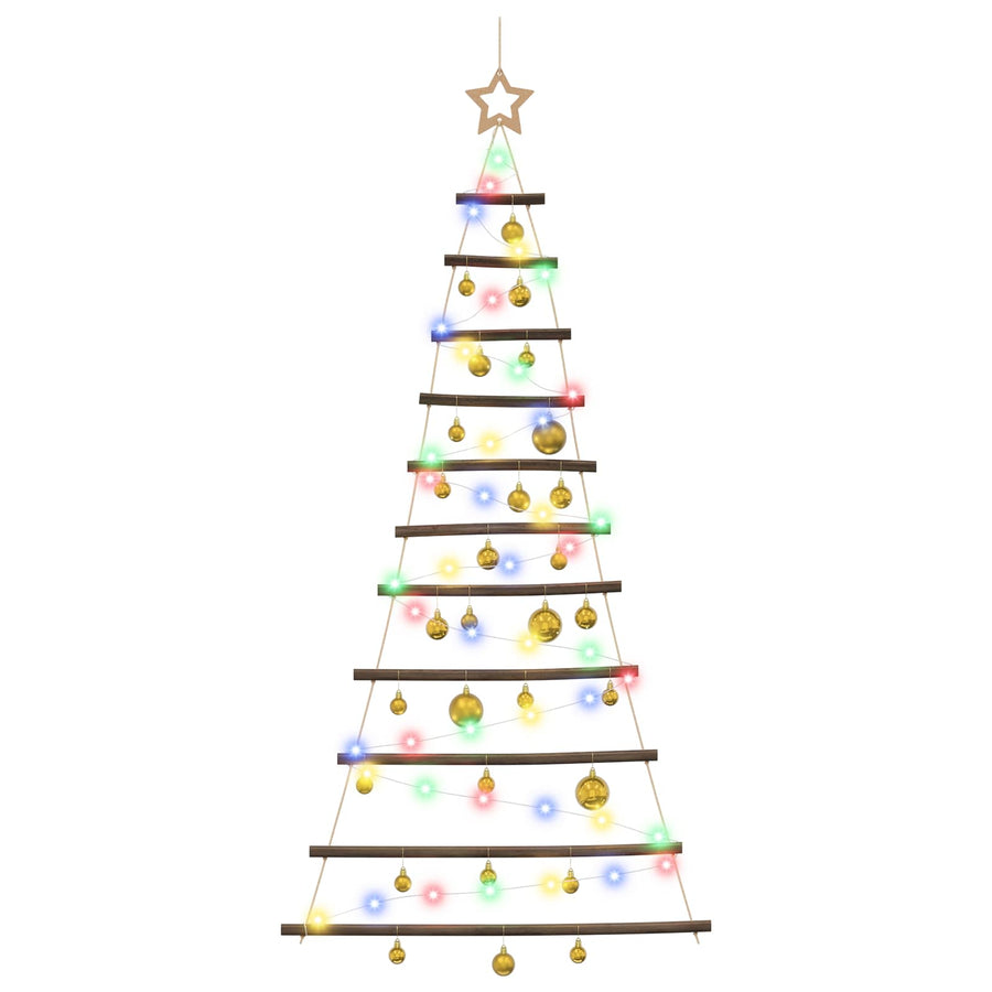 Hangende kerstboom met ballen 150 cm 80 LED's Meerkleurig