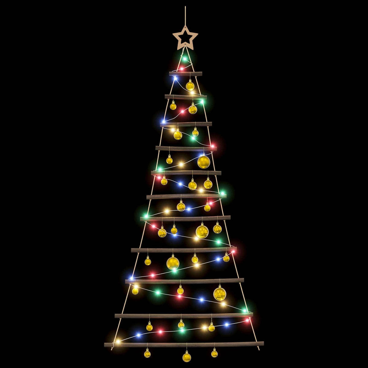 Hangende kerstboom met ballen 150 cm 80 LED's Meerkleurig