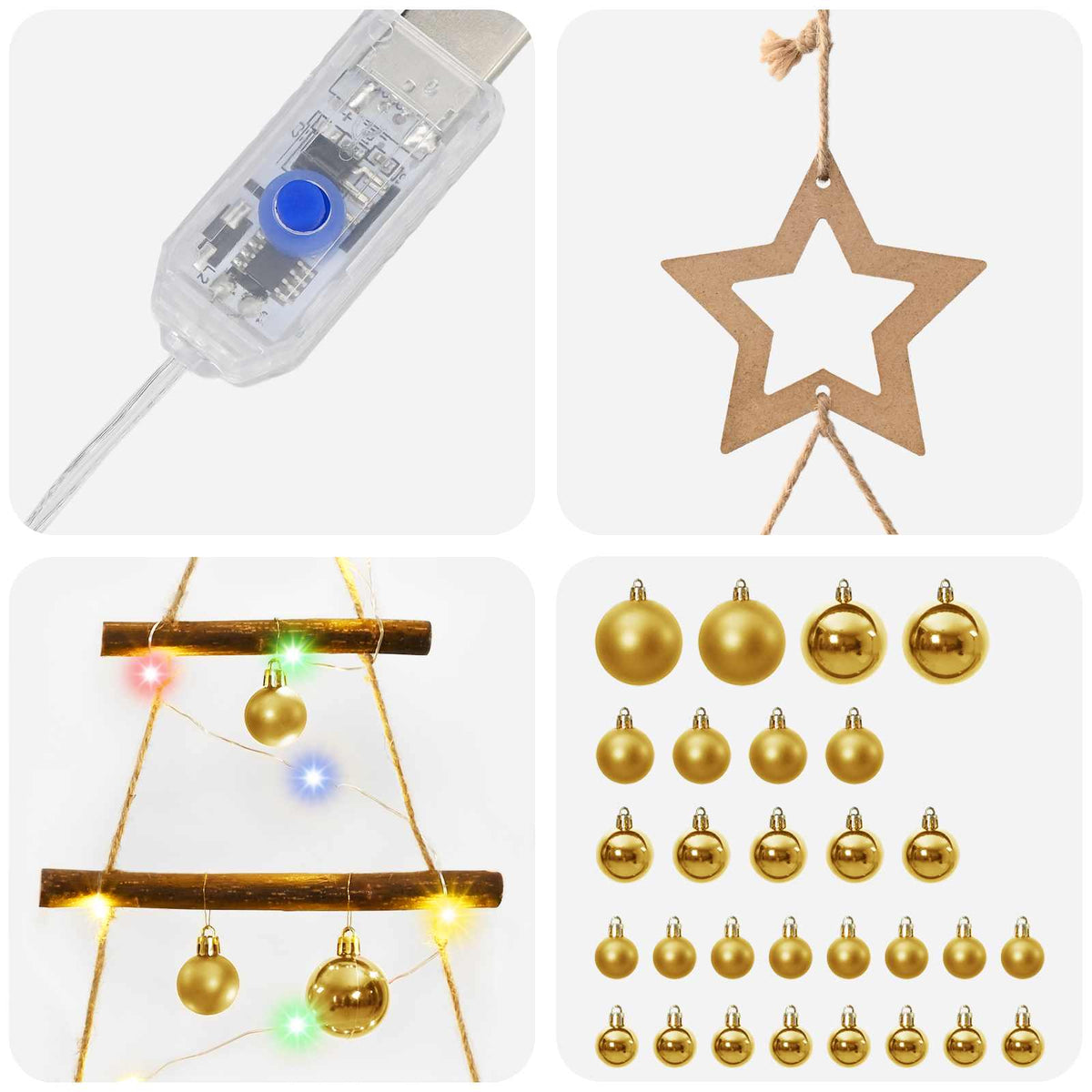 Hangende kerstboom met ballen 180 cm 100 LED's Meerkleurig
