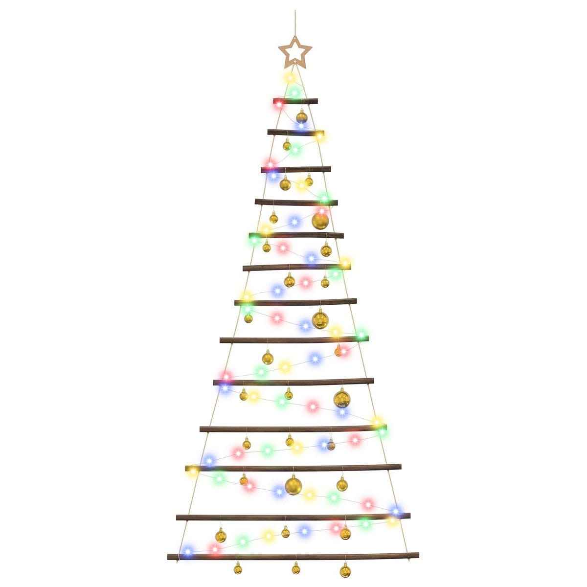 Hangende kerstboom met ballen 180 cm 100 LED's Meerkleurig