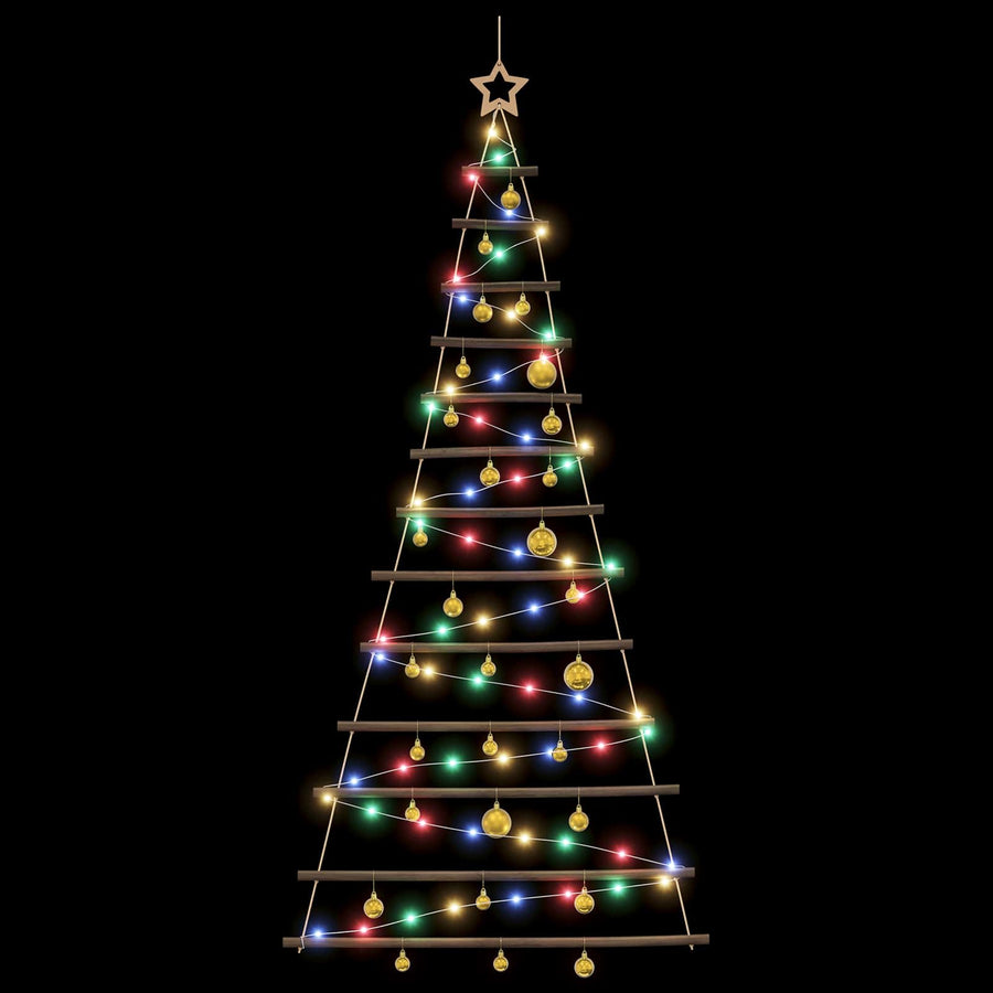 Hangende kerstboom met ballen 180 cm 100 LED's Meerkleurig
