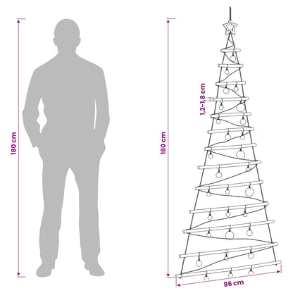 Hangende kerstboom met ballen 180 cm 100 LED's Meerkleurig