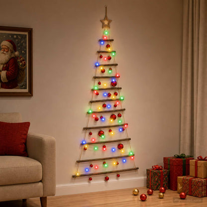 Hangende kerstboom met ballen 150 cm 80 LED's Meerkleurig