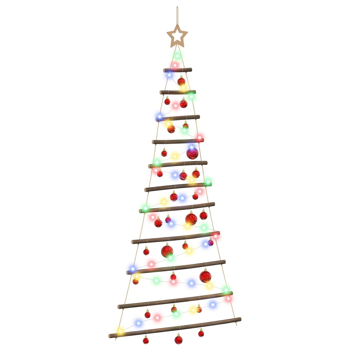 Hangende kerstboom met ballen 150 cm 80 LED's Meerkleurig