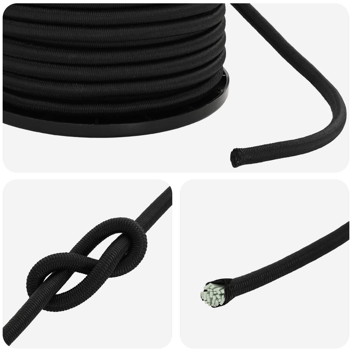 Bungee Koorden 4 mm Zwart PP en rubber
