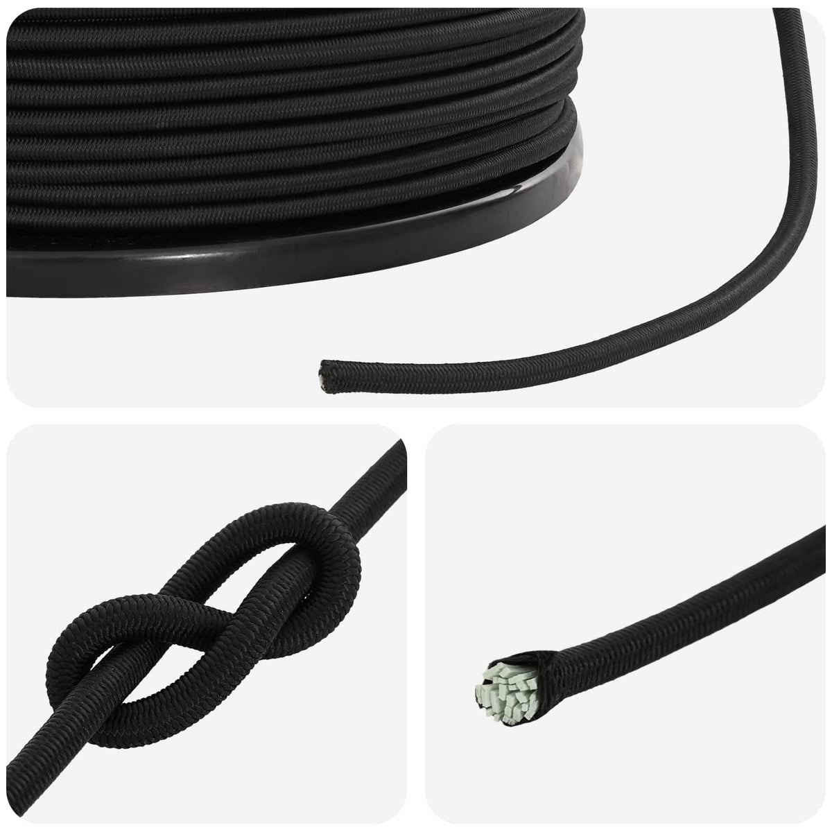 Bungee Koorden 6 mm Zwart PP en rubber