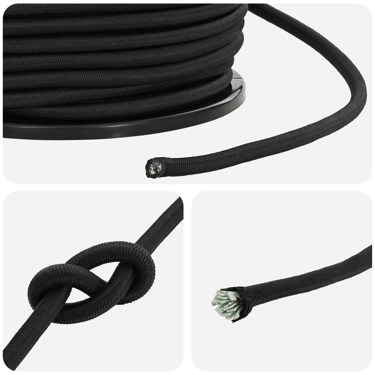 Bungee Koorden 8 mm Zwart PP en rubber