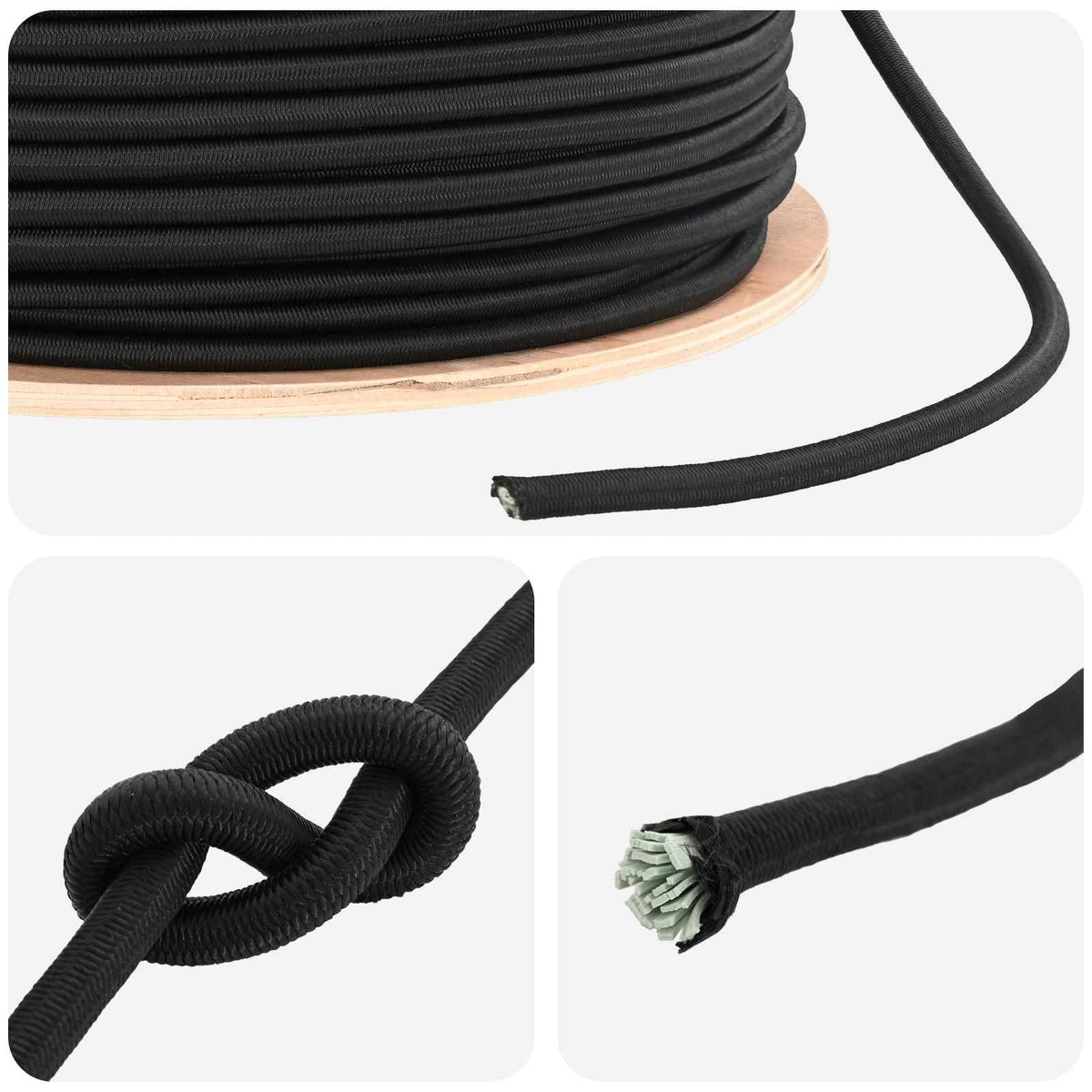 Bungee Koorden 10 mm Zwart PP en rubber