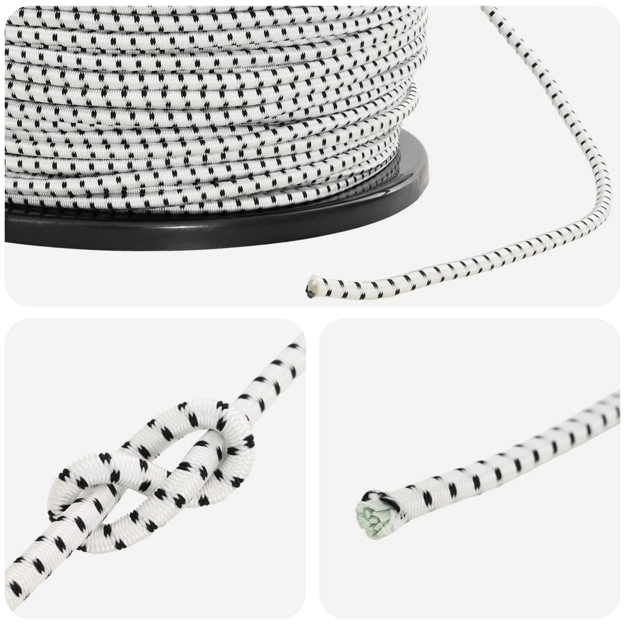 Bungee Koorden 4 mm Zwart en Wit PP en rubber