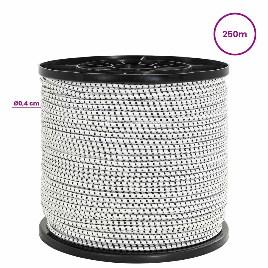 Bungee Koorden 4 mm Zwart en Wit PP en rubber