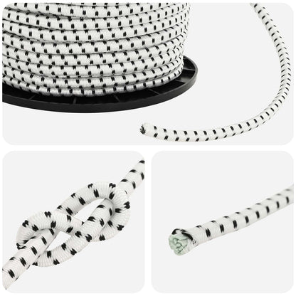 Bungee Koorden 6 mm Zwart en Wit PP en rubber