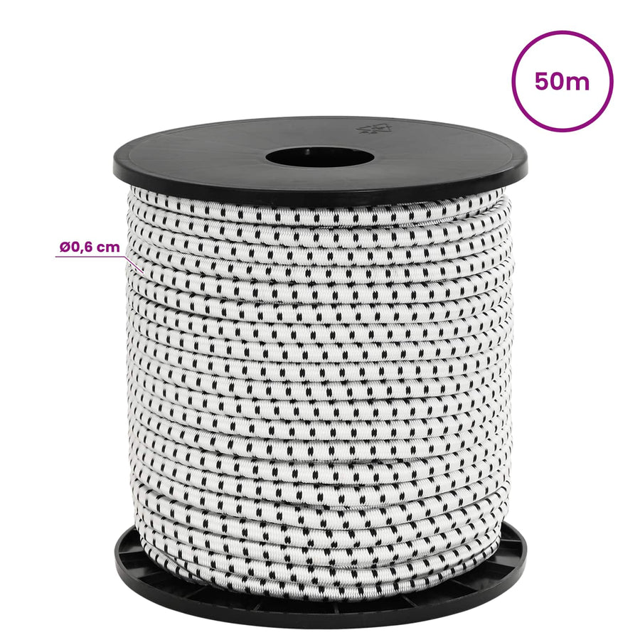 Bungee Koorden 6 mm Zwart en Wit PP en rubber