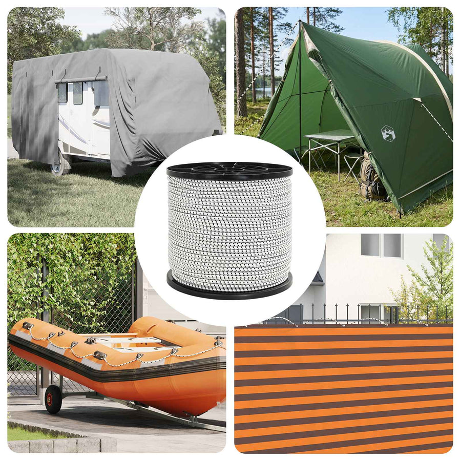 Bungee Koorden 6 mm Zwart en Wit PP en rubber