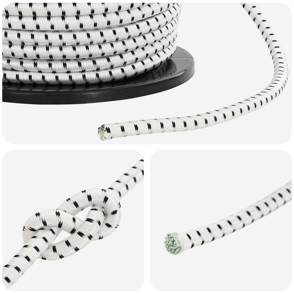 Bungee Koorden 8 mm Zwart en Wit PP en rubber