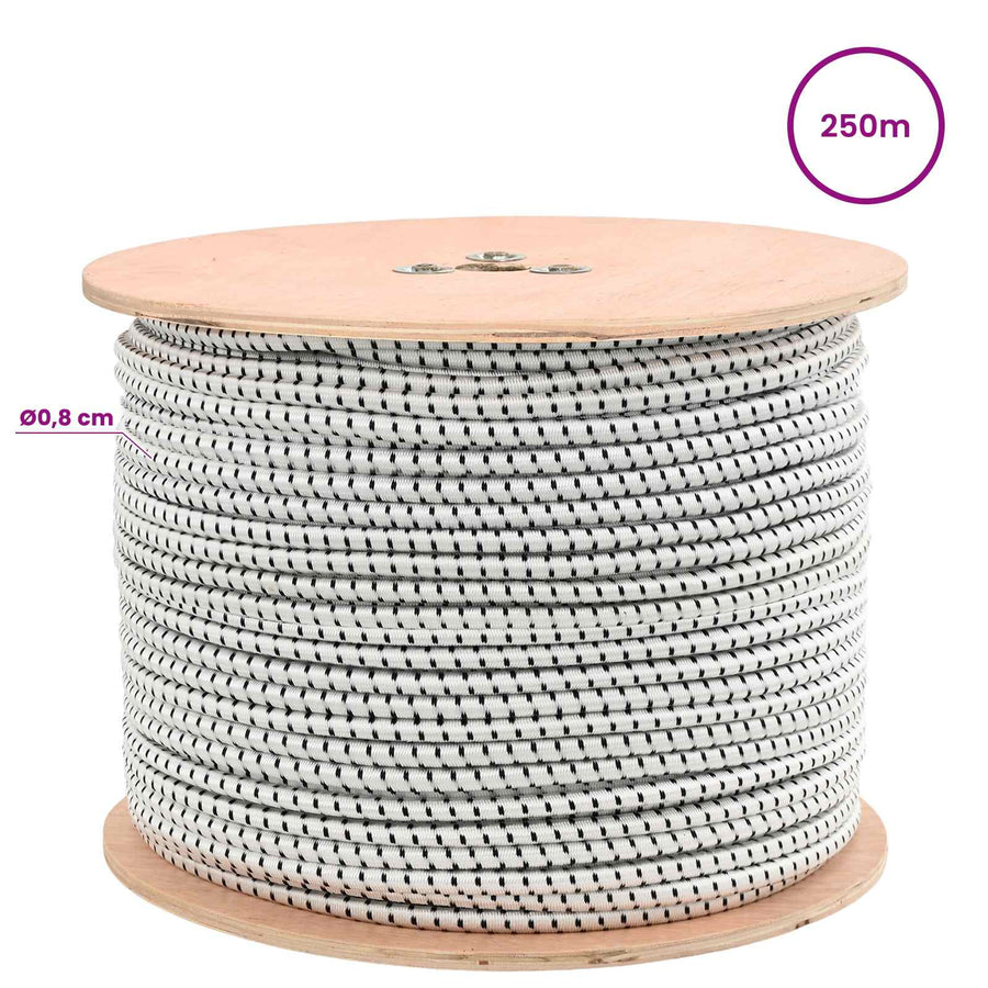 Bungee Koorden 8 mm Zwart en Wit PP en rubber