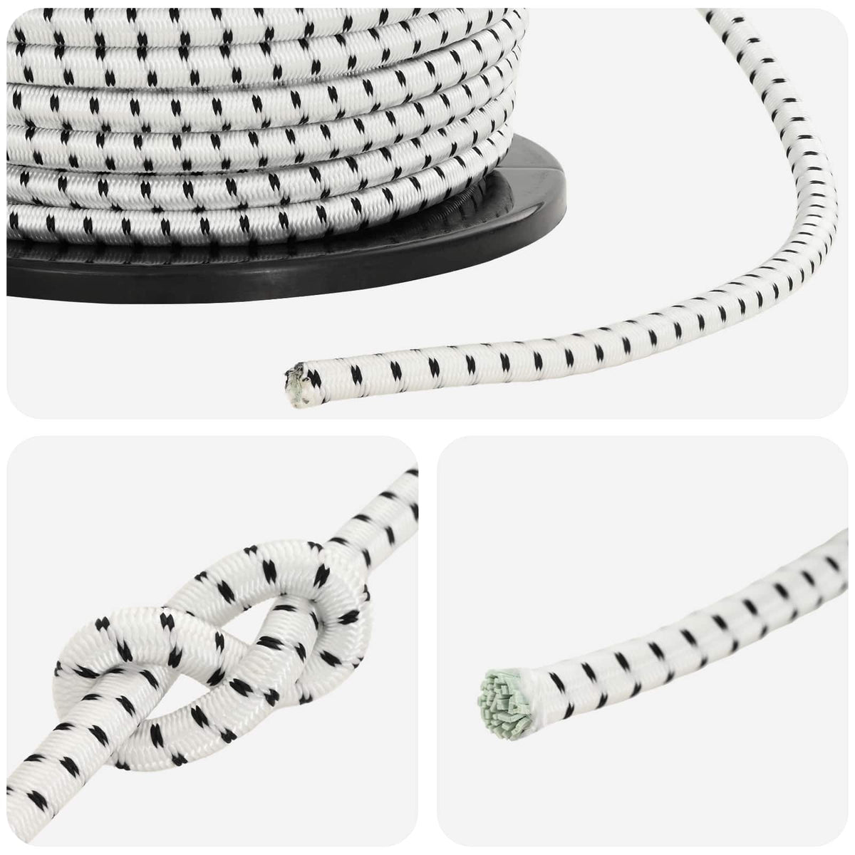 Bungee Koorden 10 mm Zwart en Wit PP en rubber
