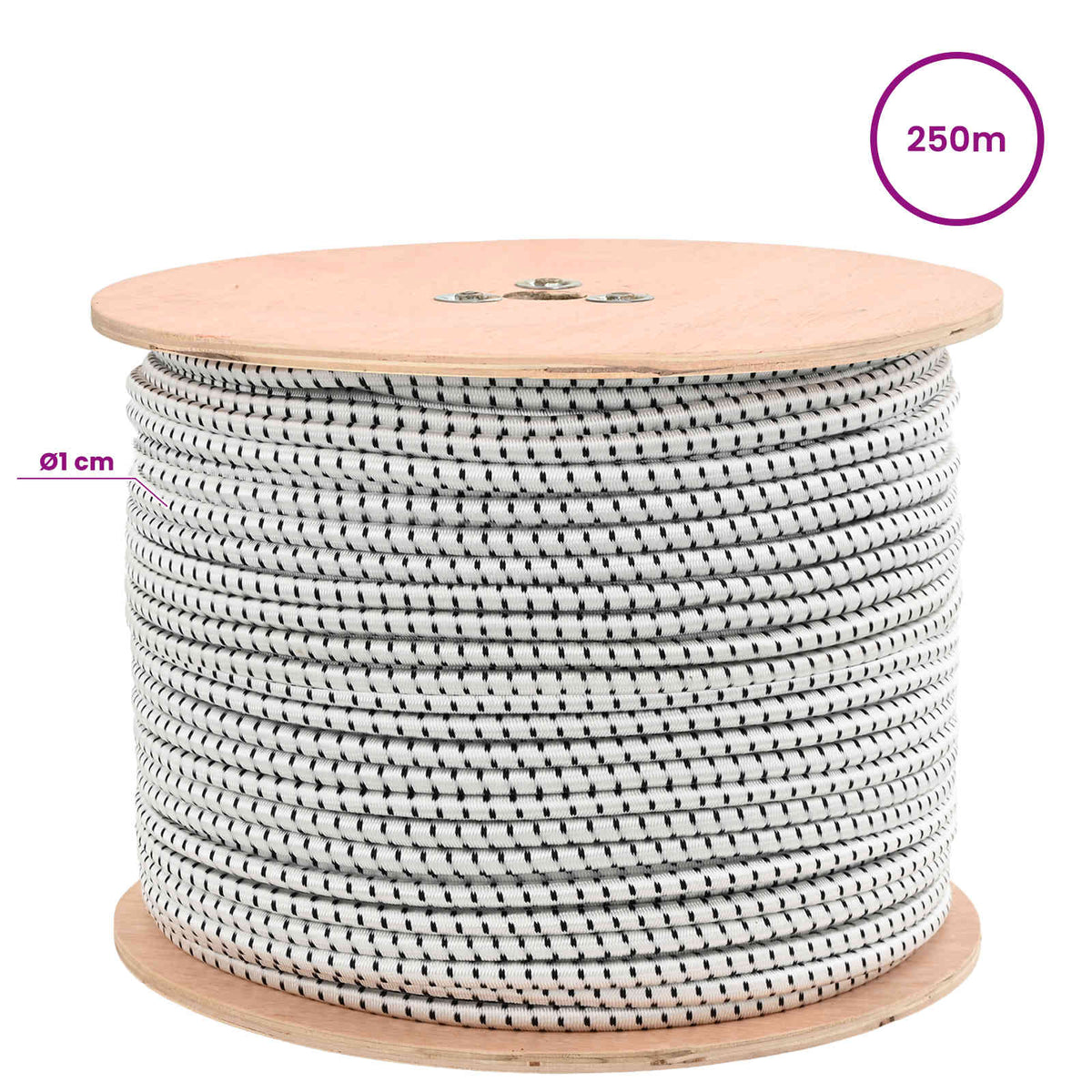 Bungee Koorden 10 mm Zwart en Wit PP en rubber