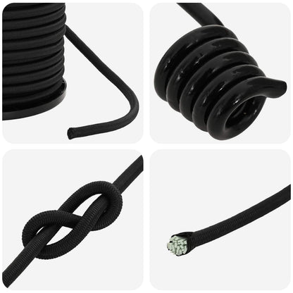 Bungee Koorden met Haken 4 mm Zwart PP en rubber