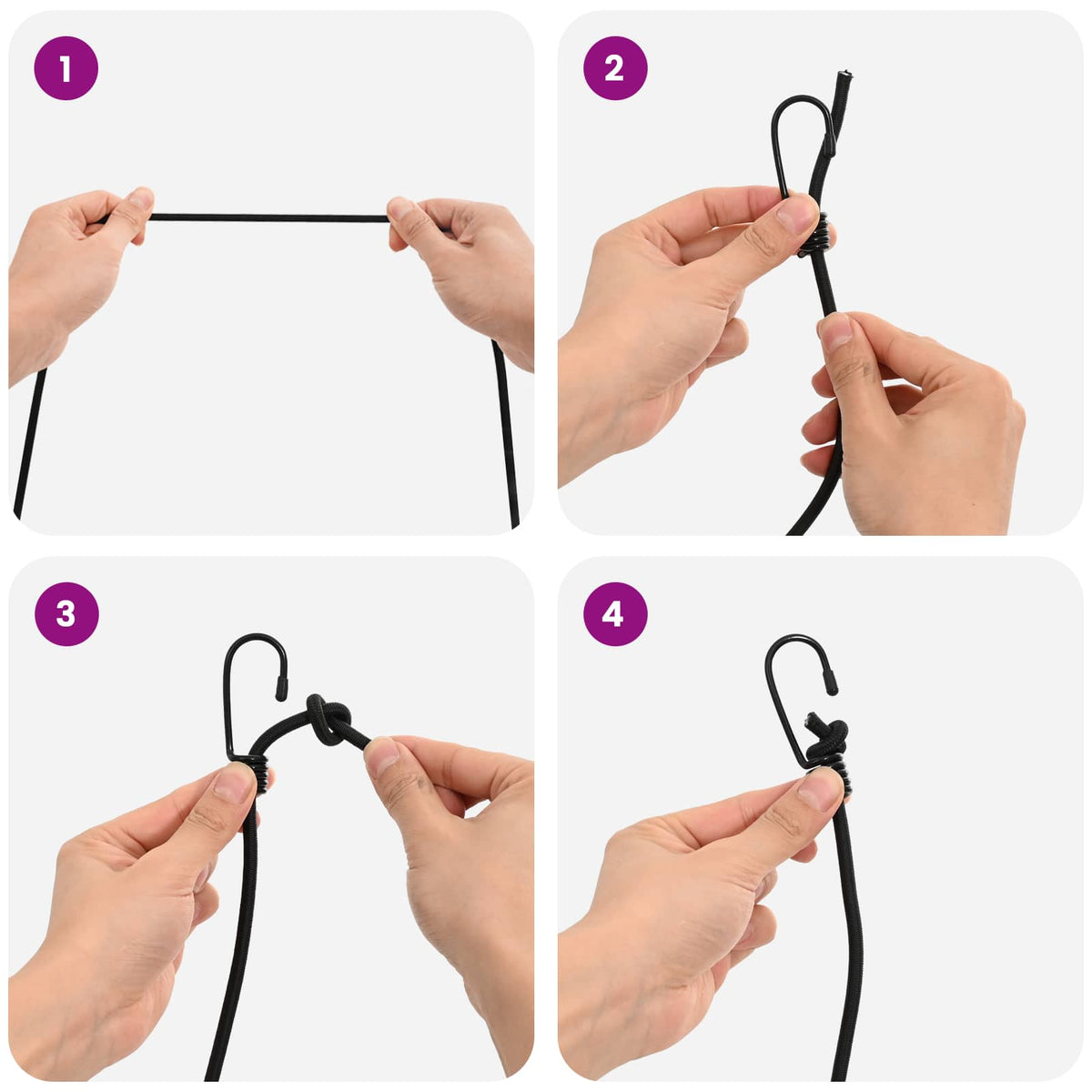 Bungee Koorden met Haken 4 mm Zwart PP en rubber