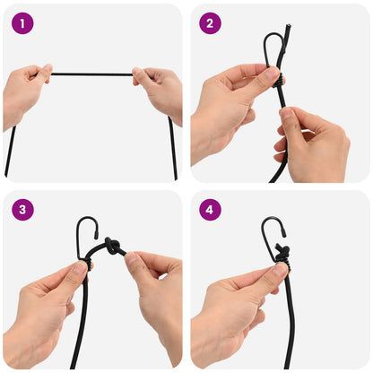 Bungee Koorden met Haken 4 mm Zwart PP en rubber
