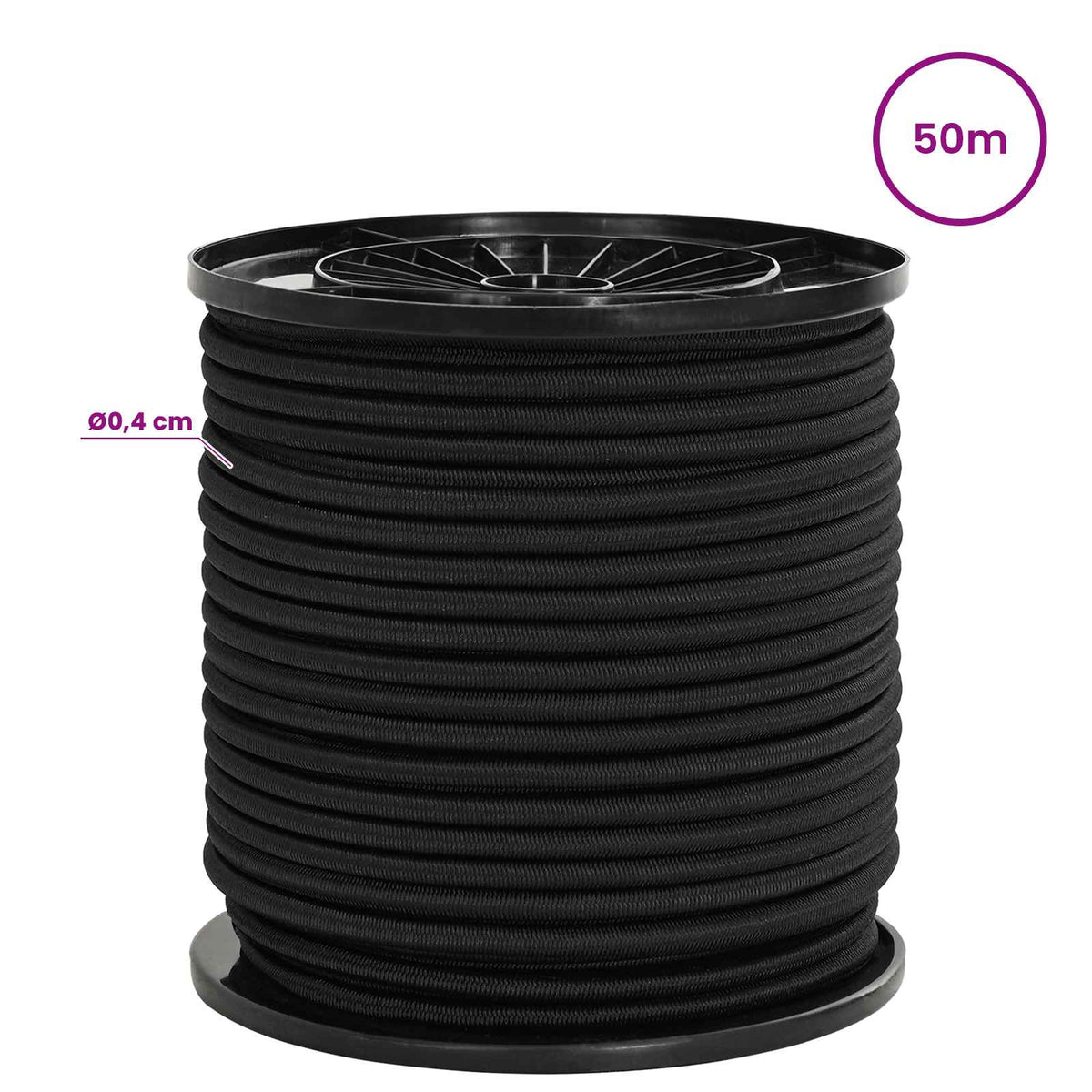 Bungee Koorden met Haken 4 mm Zwart PP en rubber