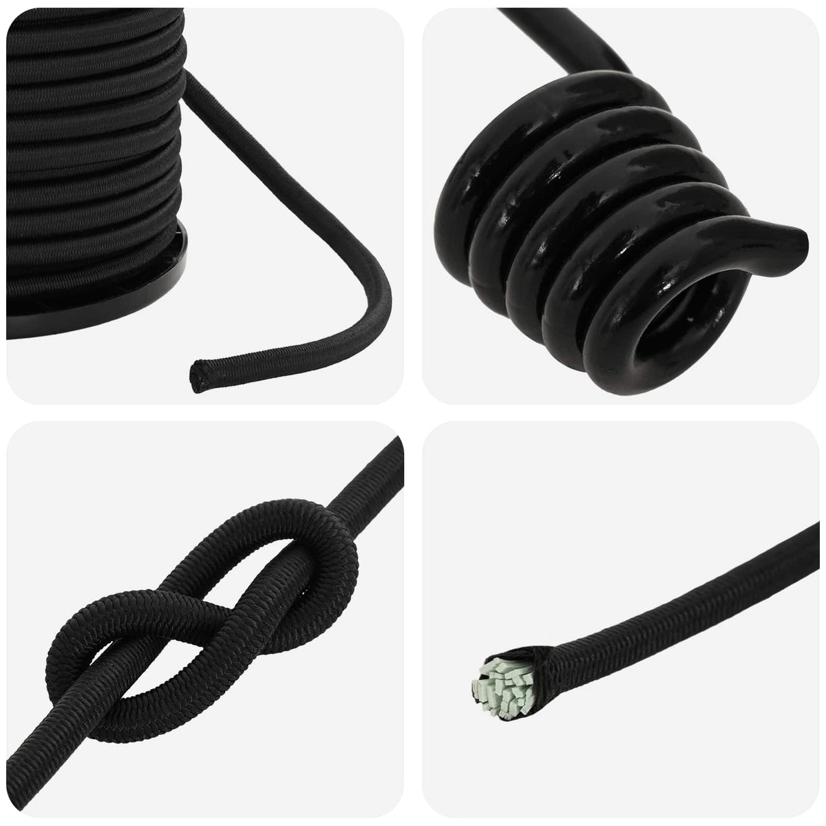Bungee Koorden met Haken 6 mm Zwart PP en rubber