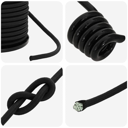 Bungee Koorden met Haken 6 mm Zwart PP en rubber